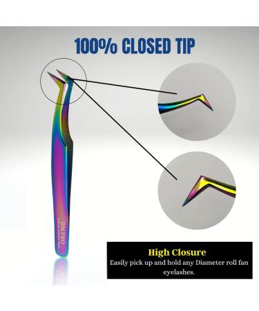 JIM PRO Volume Lash Tweezers | Anti-Slip Grip | Professional 100% German Stainless Steel | For Classic and Volume Fans | Multicolor | 1 PCS - Buy Online on GoSupps.com