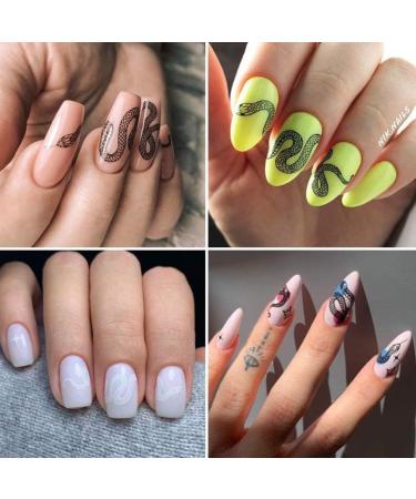 LEORX 6 Sheet Nail Sticker Snake and Heart Transfer Nail Art Decals Fashion Nail Sticker for Women (Black and White) - Buy Online on GoSupps.com