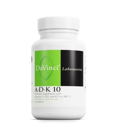 DaVinci Labs ADK 10 - Dietary Supplement to Support Bone Structure Heart Health and Immune Function - With Vitamin A Vitamin D3 10 000 IU and Vitamin K2 - Gluten-Free - 90 Vegetarian Capsules