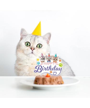 Cat Cake Topper Birthday Topper for Cat Party Decorations Happy Birthday Cake Topper Decoration for Pet Kitten Kitty Birthday Party Decorations 5 inch Colorful Cake Topper - Buy Online on GoSupps.com