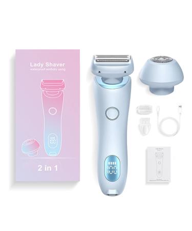 Duskofficial Razor Dusk Razor for Women 2 in 1 Electric Waterproof Shaver for Women Womens Electric Razors for Shaving Legs (Blue)