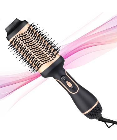 Torchtree Hair Dryer Brush Hot Air Brush for Fast Drying Hair Dryer and Styler for Salon Results Negative Ionic Curler Straightening Comb 4 in 1 Hot Air Styling Brush (Gold Black) Black gold 1 Count (Pack of 1)