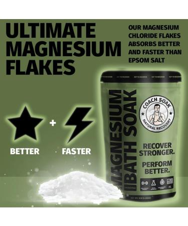 Coach Soak Recovery Bath: Natural Magnesium Flakes with 21 Minerals, Essential Oils, and Dead Sea Salts - Eucalyptus Tea Tree Blend for Post Workout Rejuvenation - Buy Online on GoSupps.com