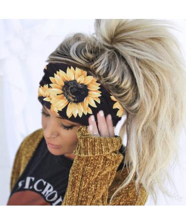 GORTIN Sunflower Boho Headbands Pack of 3 - Wide Turban Head Wraps for Women and Girls - Buy Online on GoSupps.com