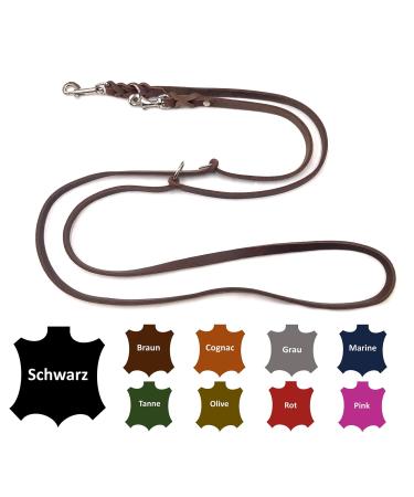 Dog liner Small dogs / large dogs 2m / 2.40m / 2.80m / 3.50m / 5m Double linen adjustable (2.40m x 8mm dark brown) 2.40m x 8mm dark brown