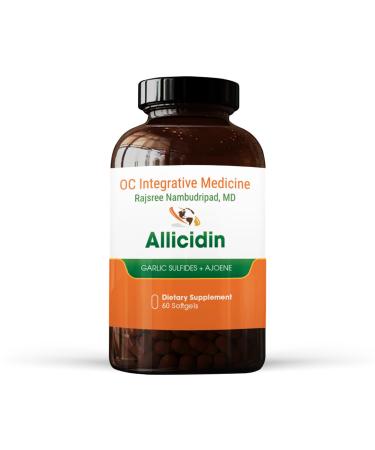 Allicidin by Dr. Rajsree | Garlic Sulfides + Ajoene | Gut Microbiome and Sinus Support | 60 Softgels