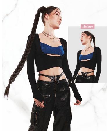 REECHO DIY Braid Ponytail Extension - Long Straight Synthetic Hairpiece - Ash Brown with Sandy Blonde Highlights - Buy Online on GoSupps.com