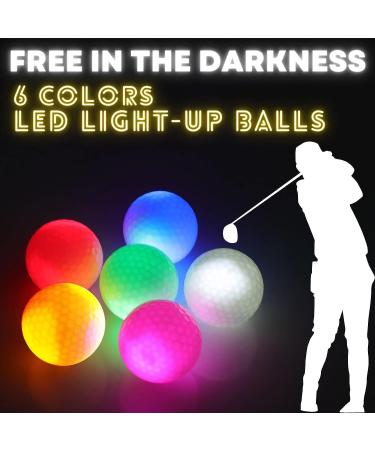 SUOHUI Glow Golf Balls - 6 Pack of Long Lasting Light Up Golf Balls in 6 Colors - Glow in The Dark & Personalized - Buy Online on GoSupps.com