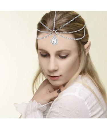 Hapdoo Fairy Crown  Renaissance Fairy Hair Accessories for Women  Fairy Headpiece for Women  Fairy Crowns for Women Medieval Accessories Head Jewelry Head Chain Silver