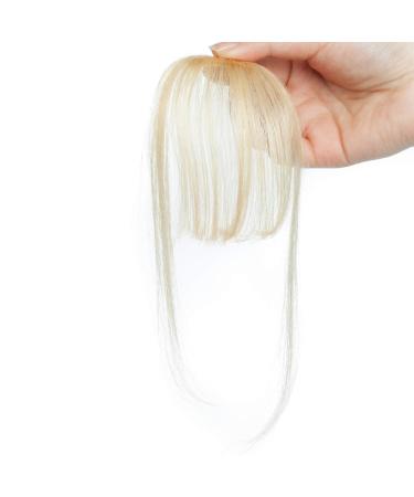 Shop 100% Remy Real Hair Clip-in Bangs | Light Blonde Fringe Extension Smooth & Natural Look - Buy Online on GoSupps.com