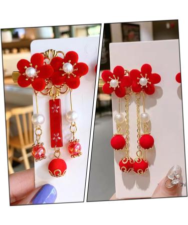 FRCOLOR Hair Sticks 3 Pairs tassel antique style hair clip Chinese Style Hair Clips chinese hair clip Tassel Hair Clip beaded hair accessories Plum Hair Accessories Hanfu baby fabric plum - Buy Online on GoSupps.com
