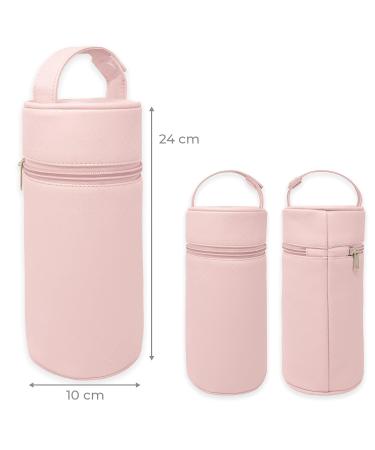 Duffi Baby Thermal Bottle Holder - Isothermal Synthetic Leather Bag for Bottles | Easy Clean Pink Circles - International Shipping - Buy Online on GoSupps.com