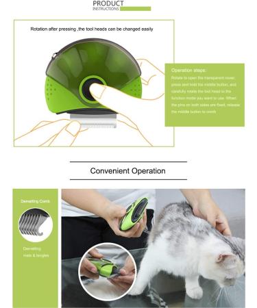 LEWARM 3-in-1 Cat Comb for Small Dogs and Cats - Grooming Trimming Tool - Green - Buy Online on GoSupps.com