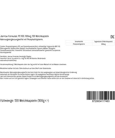 Jarrow Formulas PS 100 (Phosphatidylserine) 100mg 120 Capsules - Non-GMO, Gluten Free - Buy Online on GoSupps.com