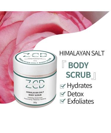 Dry Himalayan Salt Body Scrub with Rose | All-Natural Exfoliating & Moisturizing | 282g Sweet Almond Grape Seed Jojoba Oil Vitamin E Aloe Vera - Buy Online on GoSupps.com