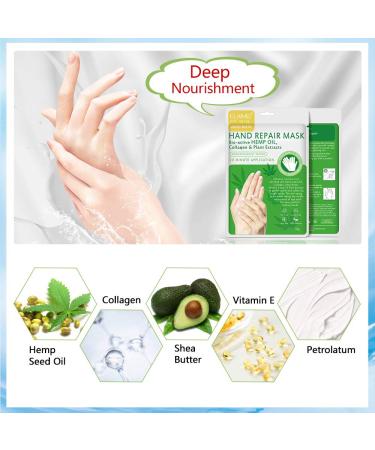 Moisturizing Gloves Hand Mask 5 Pack with Collagen, Shea Butter, Vitamin E - Deep Hydration for Dry Hands - Daily Hand Care Treatment for Soft, Smooth Skin - Buy Online on GoSupps.com