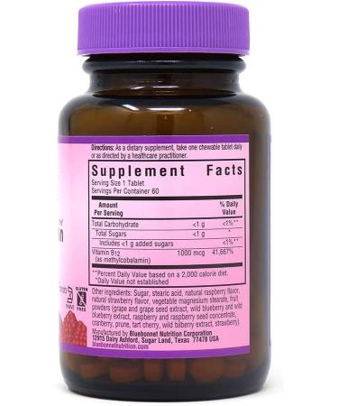 Bluebonnet Nutrition EarthSweet Chewables Methylcobalamin 1000 mcg - Natural Raspberry Flavor (60 Tablets) - Buy Online on GoSupps.com