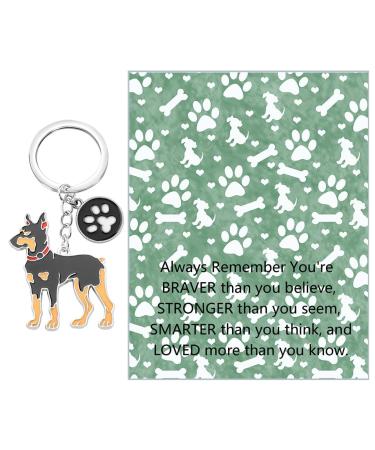 Ensianth Dog Keychain Gifts for Dog Lovers Puppy Keychain Dog Paw Print Keychain Gifts for Dog Owners Mom Dad Puppy Dog Keyring Doberman