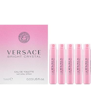 Versace 5 Bright Crystal EDT Spray Sample Women Vial 1 Ml/0.03 oz each Bright Crystal 0 Fl Oz (Pack of 5)