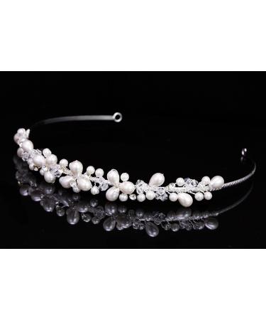 Handmade Bridal Floral Rhinestone Crystal Pearls Headband Tiara - SAMKY T940 - Buy Online on GoSupps.com