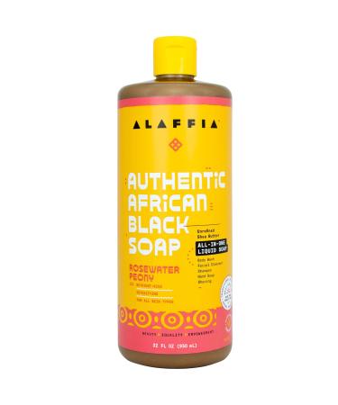 Alaffia All in One Rosewater Peony Authentic African Black Soap  32 FZ Peony 32 Fl Oz (Pack of 1)