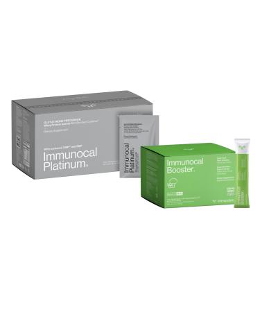 Immunocal Supplement Pack of 2 1 Platinum and 1 Booster Whey Protein Isolate and Glutathione Precursor Includes 50+ Fruits and Vegetables 30 Servings Each
