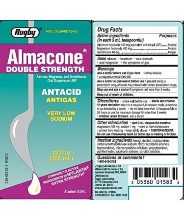 Almacone Double Strength Antacid 12 oz. Each (Pack of 2)