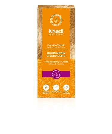 Khadi Middle Blond Plant Hair Color - 100% Natural & Vegan 100g | Lively Medium Blonde to Glossy Red Blonde | Organic Hair Color for Vibrant Results - Buy Online on GoSupps.com