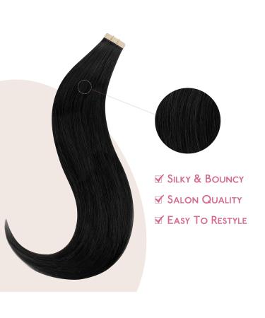 Salife Tape Extensions - Real Hair Deep Black 10pcs 20g 30cm Invisible Extensions for Girls - Buy Online on GoSupps.com