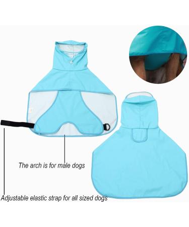 Kahool Waterproof Dog Raincoat with Hoodie - Adjustable Reflective Dog Jacket for Small Medium Large Dogs - Lightweight Dog Poncho Slicker in Blue (Large) - Buy Online on GoSupps.com