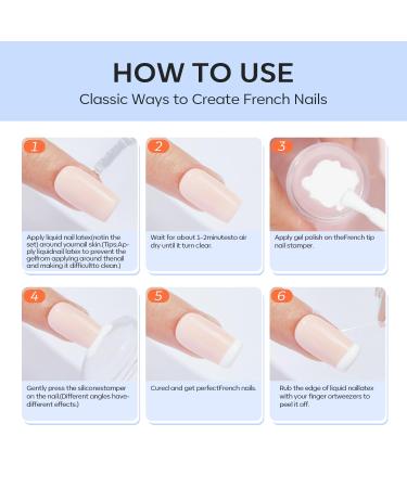 Modelones French Tip Tool Set - 6 Pcs Nail Stamp Kit for DIY French Manicure | Gel & Acrylic Nail Accessories - Buy Online on GoSupps.com