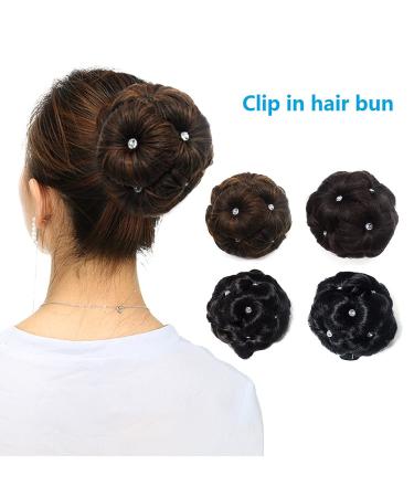 REOU Clip in Hair Bun with Rhinestone - Light Brown Mixed 2/30 - Updo Hairpiece for Women - Buy Online on GoSupps.com