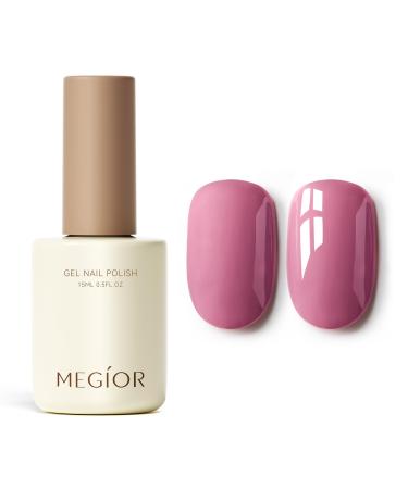MEGIOR Pink Gel Nail Polish 15ml Deep Pink Gel Polish High Gloss Soak Off UV LED Nail Gel Polish for Nail Art Manicure Salon DIY Home Gift for Girls Peony