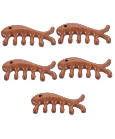 Healvian 5st massage comb in fish shape sandal wood comb ergonomic acupuncture massage comb for the head hair pick ridge hair detergent comb scalp ridge comb appendix massage device