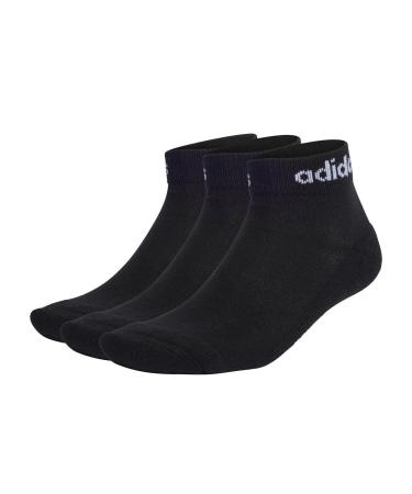 adidas Unisex Linear Ankle Socks Cushioned Socks 3 Pairs Socks (1 Pack) S Black-White