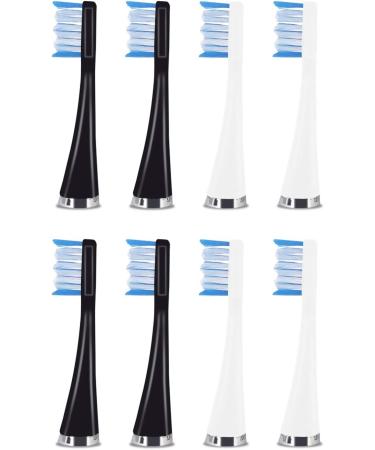 AquaSonic Duo Replacement Brush Heads (8-Pack) - White & Black Dupont Bristles - Buy Online on GoSupps.com