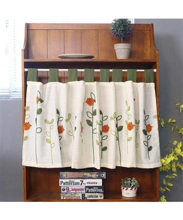Curtains Short Curtains Beige Linen Half Curtains Embroidered with Ladybirds and Flowers Pattern Window Treatments Home Decoration for Small Kitchen Bicupboard/Beige/W * H 145 * 45Cm (Beige Beige W * H 230*55Cm - Buy Online on GoSupps.com