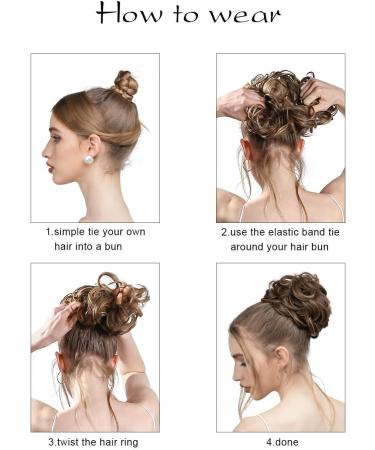 Curly Wavy Messy Hair Bun Extension Scrunchie - Large Synthetic Updo Chignon for Women in Dirty Blonde - Buy Online on GoSupps.com