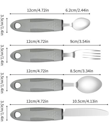 Extra Wide Easy Grip Cutlery Set of 4 - Ideal Dining Aid for Elderly and Disabled - Arthritis & Parkinson's Disease Friendly - Grey - Buy Online on GoSupps.com