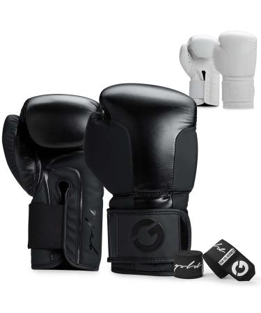 Gold BJJ Foundation Boxing Gloves - Bag and Sparring Glove for Boxing, Kickboxing, Muay Thai, and MMA - Includes Hand Wraps Black 10 oz