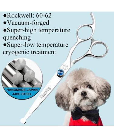 MOOLD Fellscher Professional Dog Care Shear Set - 7 Inch Curved Straight & Thinning Scissors - Japanese 440C Stainless Steel - Buy Online on GoSupps.com