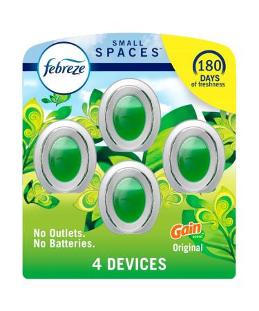 Febreze Small Spaces Air Freshener, Plug in Alternative Air Freshener for Home Long Lasting, Gain Original Scent, Bathroom Air Freshener, Closet Air Fresheners, Odor Fighter for Strong Odor (4 Count)