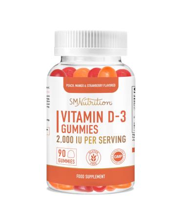 Vitamin D3 Gummies for Adults | 2000 IU (50mcg) Per Serving | Bone Health Immunity & Mood Support* | 1000 IU Per Gummy | Vegetarian Gluten-Free Third-Party Tested | 90 Gummies (45-Day Supply)