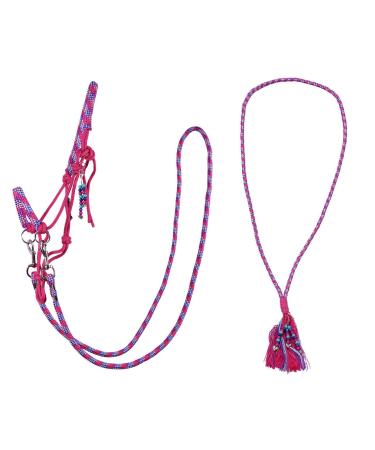 ARBO-INOX Knotted Halter Reins Neck Ring Combo Set Knotted Halter Set (Shetty Fuchsia) Shetty Fuchsia