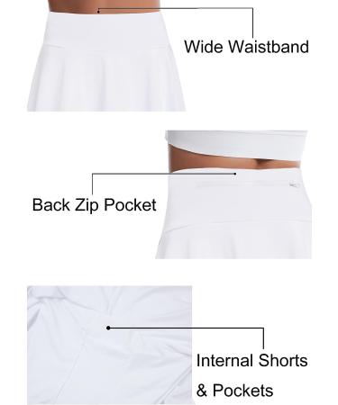Girls' High Waisted Pleated Golf Skort with Pockets - UV Protection Tennis Skirt in Black/White/Blue - Size S/11-12 Years - Buy Online on GoSupps.com