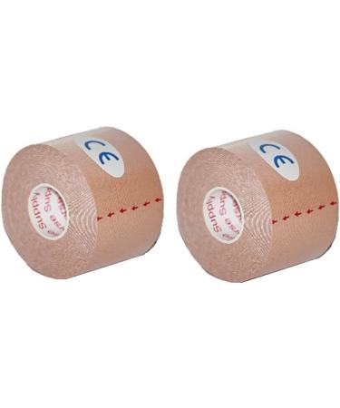Kinesiology Tape Pro 2 Rolls - Athletic Waterproof Muscle Support Tape for Athletes - 2 x 16.4ft - Beige - Buy Online on GoSupps.com