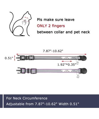 Personalized Reflective Cat Collar - Mogokoyo 2-Pack Bells Neck Band with Safety Clasp - Adjustable Cat Collar (Black & Purple) - Buy Online on GoSupps.com