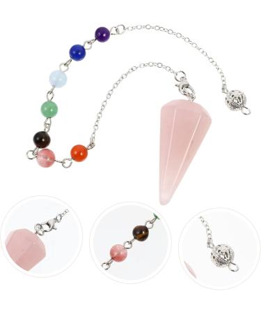 Anneome Hexagonal Cone Pendant Beads Necklace Charm Necklace Prism Crystal Taper Pendant Turquoise Window Pink 26x1.9cm - Buy Online on GoSupps.com