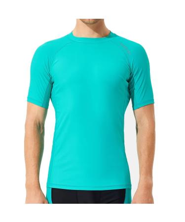 SURFEASY Rash Guard Shirt Short Sleeve Swimming Surfing Tops Swim Shirt T-Shirt XXL Aqua Green