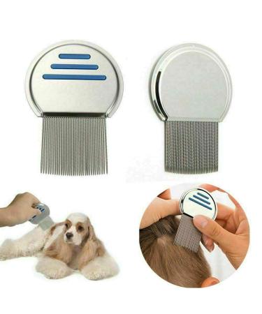 Lice Removal Nit Comb Stainless Steel Reusable Metal Head and Teeth Lice Treatment For Kids Adults and Pets Dog Long Fine Thick Hair